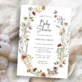 Uitnodiging tot Baby shower van wilde bloemen