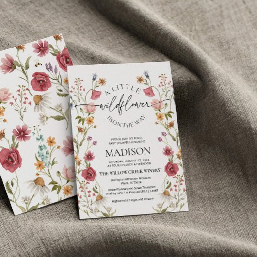 Uitnodiging tot Baby shower van wilde bloemen