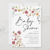Uitnodiging tot Baby shower van wilde bloemen (Voorkant)