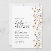 Uitnodiging tot Baby shower van wilde bloemen (Voorkant)