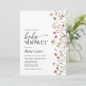 Uitnodiging tot Baby shower van wilde bloemen (Staand voorkant)