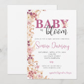 Uitnodiging tot Baby shower van wilde bloemen (Voorkant / Achterkant)