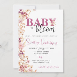Uitnodiging tot Baby shower van wilde bloemen