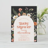 Uitnodiging tot Baby shower van wilde bloemen | Wi (Staand voorkant)