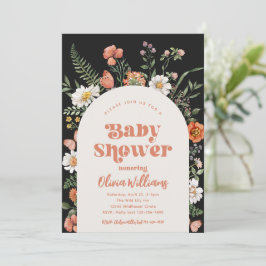 Uitnodiging tot Baby shower van wilde bloemen | Wi