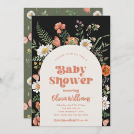 Uitnodiging tot Baby shower van wilde bloemen | Wi