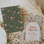 Uitnodiging tot Baby shower van wilde bloemen | Wi