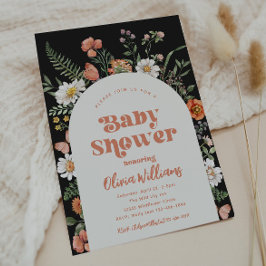 Uitnodiging tot Baby shower van wilde bloemen | Wi