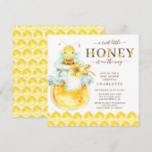 Uitnodiging tot Baby shower van zoete honingbijen (Voorkant / Achterkant)