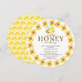 Uitnodiging tot Baby shower van zoete honingbijen (Voorkant / Achterkant)