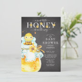 Uitnodiging tot Baby shower van zoete honingbijen (Staand voorkant)