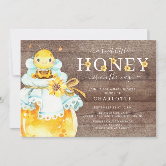 Uitnodiging tot Baby shower van zoete honingbijen (Voorkant)