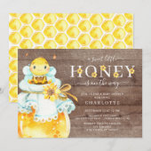 Uitnodiging tot Baby shower van zoete honingbijen (Voorkant / Achterkant)