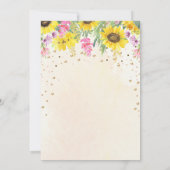 Uitnodiging tot Baby shower van zonnebloemen (Achterkant)