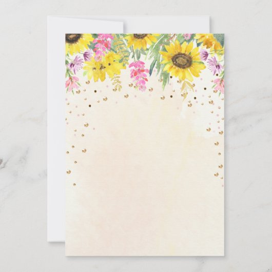 Uitnodiging tot Baby shower van zonnebloemen (Achterkant)