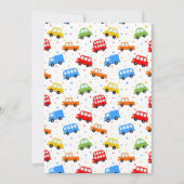 Uitnodiging tot baby shower voor auto's en vrachtw (Achterkant)