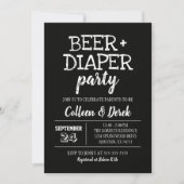 Uitnodiging tot Baby shower voor bier en luiers (Voorkant)