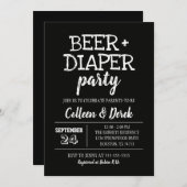 Uitnodiging tot Baby shower voor bier en luiers (Voorkant / Achterkant)