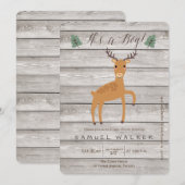 Uitnodiging tot baby shower voor bijtende herten e (Voorkant / Achterkant)