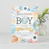 Uitnodiging tot Baby shower voor buitenruimteugen (Staand voorkant)