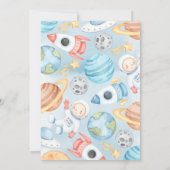 Uitnodiging tot Baby shower voor buitenruimteugen (Achterkant)