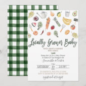 Uitnodiging tot Baby shower voor de boerenmarkt (Voorkant / Achterkant)