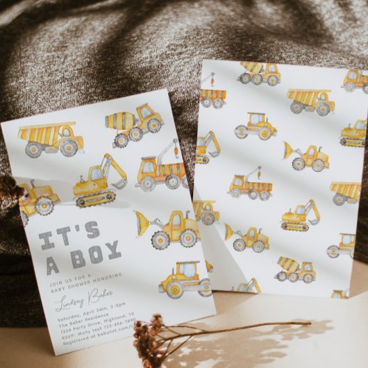 Uitnodiging tot Baby shower voor de bouw