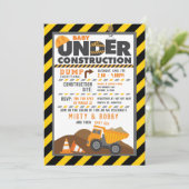 Uitnodiging tot baby shower voor de bouw (Staand voorkant)