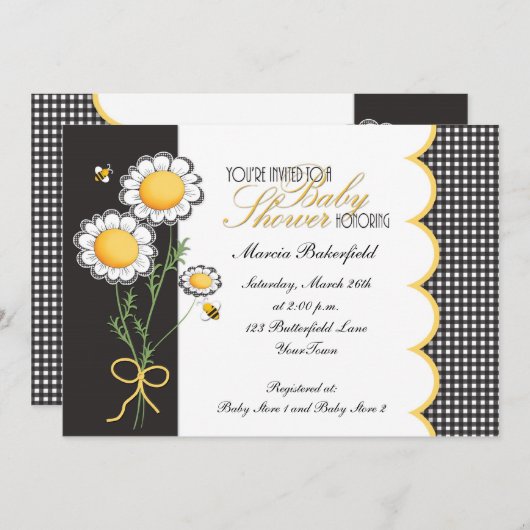 Uitnodiging tot Baby shower voor dommels en bubbel (Voorkant / Achterkant)