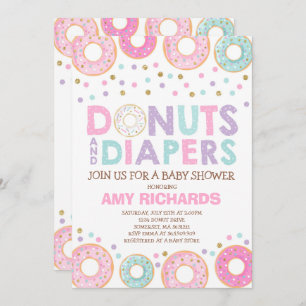 Uitnodiging tot Baby shower voor donuts en luiers