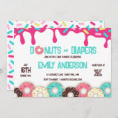 Uitnodiging tot Baby shower voor donuts en luiers (Voorkant / Achterkant)