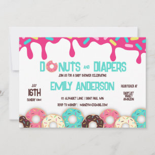 Uitnodiging tot Baby shower voor donuts en luiers