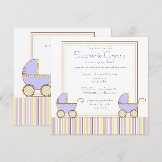 Uitnodiging tot Baby shower voor dubbeltalig vervo (Voorkant / Achterkant)