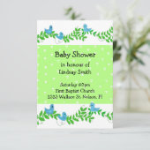 Uitnodiging tot Baby shower voor groene en blauwe (Staand voorkant)