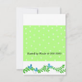 Uitnodiging tot Baby shower voor groene en blauwe (Achterkant)