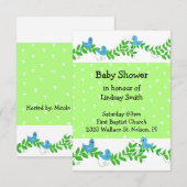 Uitnodiging tot Baby shower voor groene en blauwe (Voorkant / Achterkant)