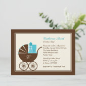 Uitnodiging tot Baby shower voor het vervoer van z (Staand voorkant)