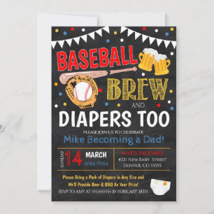 Uitnodiging tot Baby shower voor honkbal en bier
