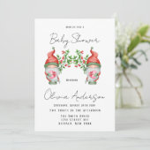 Uitnodiging tot Baby shower voor kerstcadeaus Gnom (Staand voorkant)