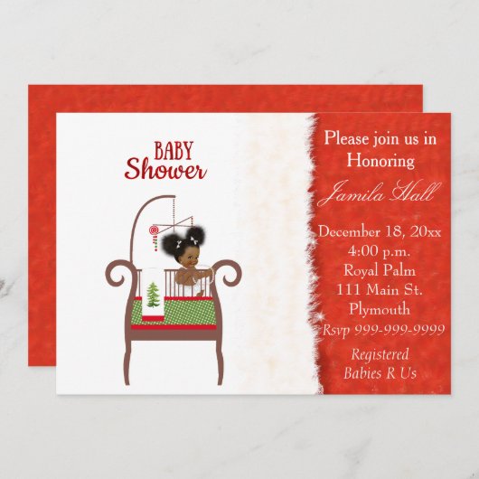Uitnodiging tot Baby shower voor Kerstmis in Afrik (Voorkant / Achterkant)