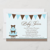 Uitnodiging tot baby shower voor mensblauw en brui (Voorkant)