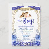 Uitnodiging tot Baby shower voor Mexicaans blauw e (Voorkant)