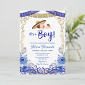 Uitnodiging tot Baby shower voor Mexicaans blauw e (Staand voorkant)