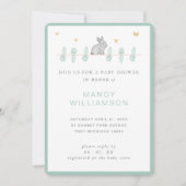 Uitnodiging tot Baby shower voor oosterse konijnen (Voorkant)