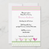 Uitnodiging tot Baby shower voor roze en groene vo (Voorkant)