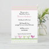 Uitnodiging tot Baby shower voor roze en groene vo (Staand voorkant)