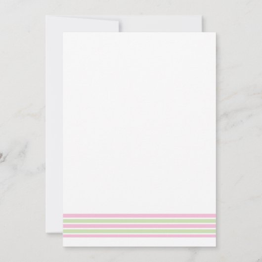 Uitnodiging tot Baby shower voor roze en groene vo (Achterkant)