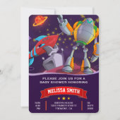 Uitnodiging tot Baby shower voor ruimtevaart (Voorkant)