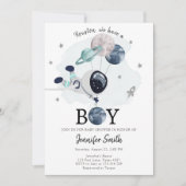 Uitnodiging tot Baby shower voor ruimteveer (Voorkant)