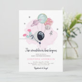 Uitnodiging tot Baby shower voor ruimtevesting (Staand voorkant)